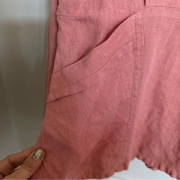 Flax 100% Linen Peplum Button Front Top - Picture 5 of 9